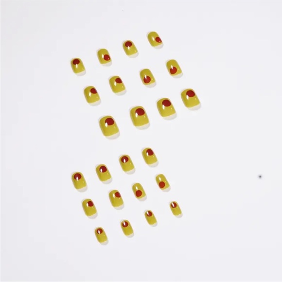 24Pcs Geometric Green Square Fake Nails Full Cover French Summer Press On Nails - Picture 3 of 10
